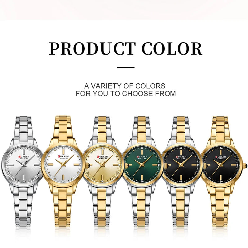 Curren relógio feminino com pulseira de luxo, à prova d'água, aço inoxidável, quartzo, relógios de pulso, simples, para mulheres