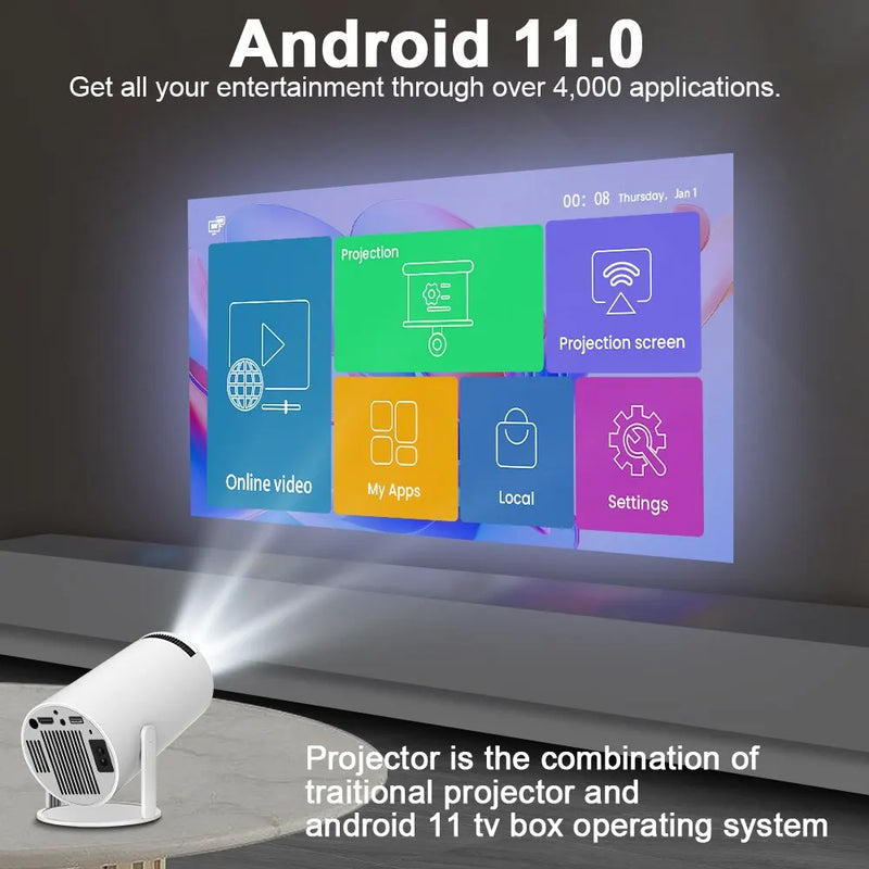 Projetor Magcubic HY300 PRO 4K Android 11 Dual Wifi6 260ANSI Allwinner H713 BT5.0 1080P 1280*720P Projetor de cinema em casa ao ar livre